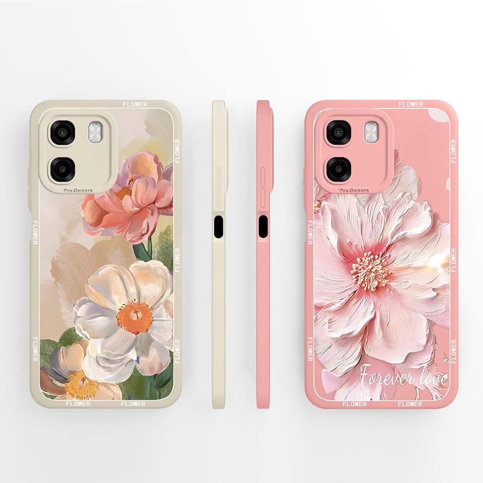 Cases For Oppo A6 A6x A6s 4G 5G Oil Painting Floral Liquid Silicone Shockproof Back Cover For OppoA6 A6x A6s Anti Scratch Fundas