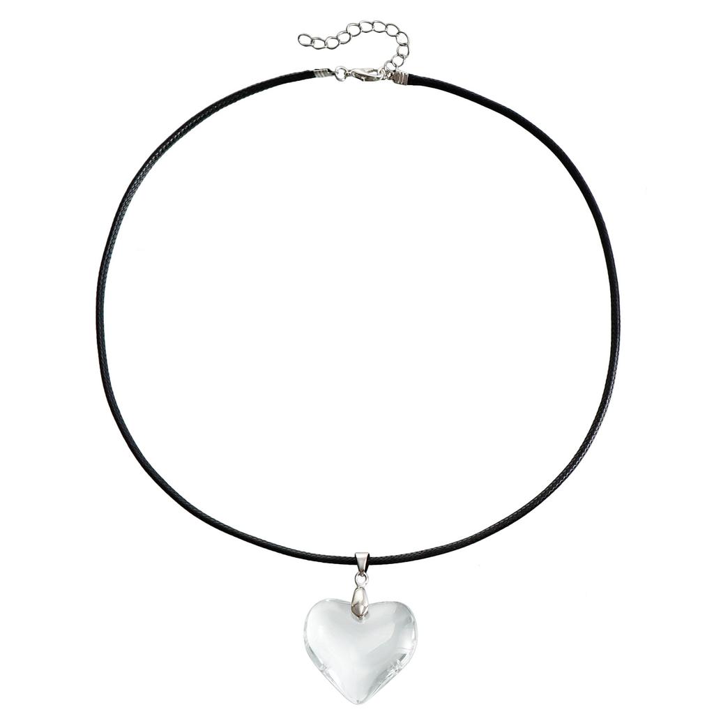 Accessoires Einfache Rote Große Liebe Rindsleder Seil Halskette Französischer Kalter Wind Herz Halskette Damen