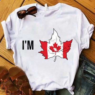 Canada Day Maple Leaf Flag Print Women T Shirt Short Sleeve O Neck Loose Women Tshirt Ladies Tee Shirt Tops Camisetas Mujer