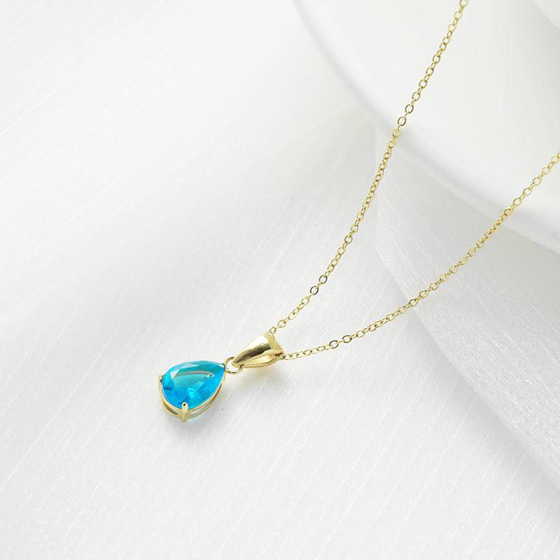 Versatile Personality and Temperament Zircon Necklace Simple Waterdrop Necklaces Fashion Age Reduction Colored Jewelry