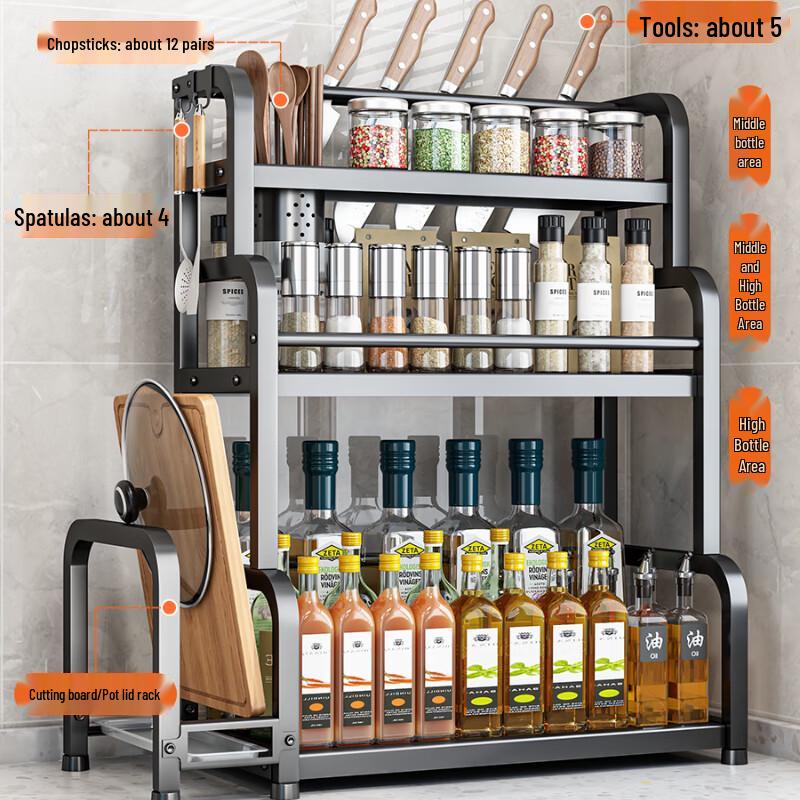 Modern 3-Tier Kitchen Countertop Storage Rack