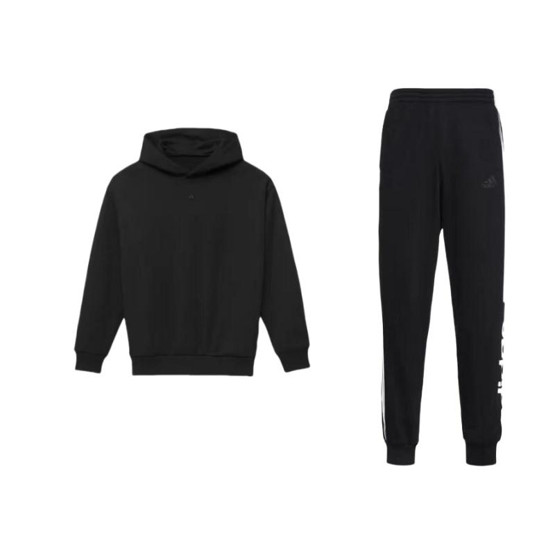 

Adidas Chapter 03 Логотип Принт Трикотажный Длинный Рукав Флис Повседневный Спортивный Костюм Мужской Спортивный Костюм Черный GD5473+IN4243 S