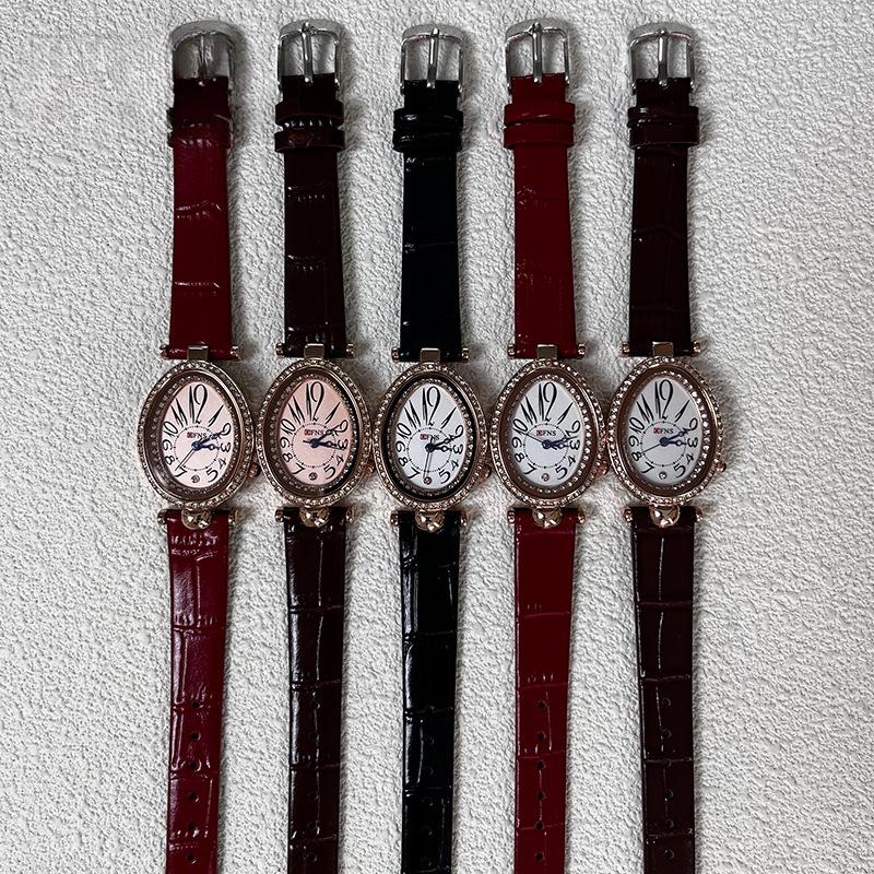 Orologio Tipo Goccia d'Acqua Retro Lusso Alto di Gamma Impermeabile al Quarzo Ovale Moda con Diamanti Incastonati da Donna