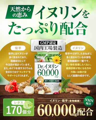 [Doctor Supervised] Dr. Inulin 60,000mg Inulin (equivalent To 170 Heads of Lettuce), Water-soluble Dietary Fiber, Jerusalem Artichoke, Salacia