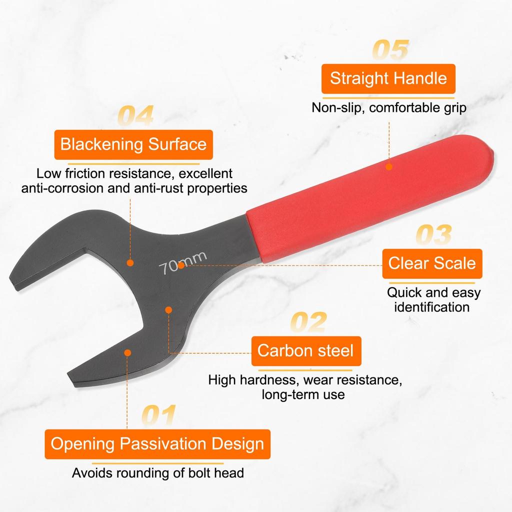 Uxcell Single Offset Angle Small Flat Head Blackening Wrench with Red Suitable for Auto Repair and Furniture Assembly Open-End Wrench, 70mm, Metric,
