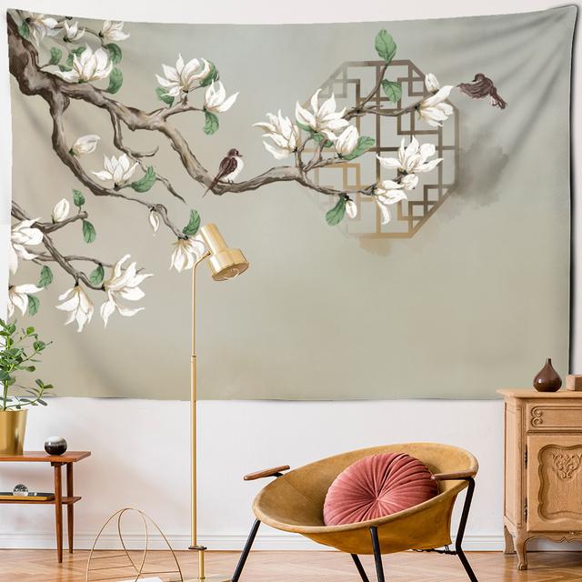 Tapiserie cu flori bogate Bujor ecran model suspendat pe perete stil simplu boem hippie vrăjitorie TAPIZ Artă decor dormitor