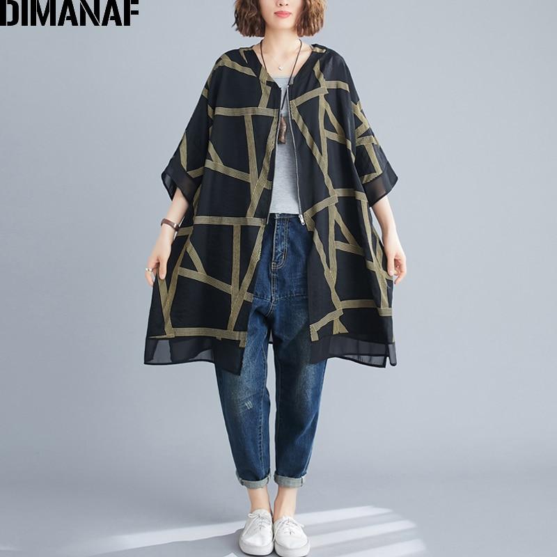 DIMANAF, chaquetas de verano de talla grande, abrigos, ropa de mujer, estampado Vintage, prendas de vestir exteriores a rayas para mujer, cárdigan holgado informal con cremallera, cárdigan fino