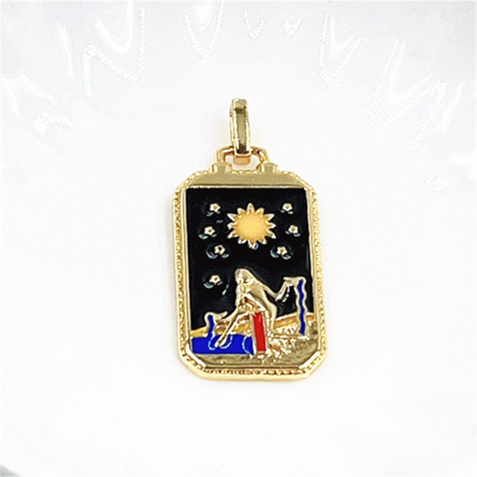 

Copper Tarot Pendants Gold Color Multicolor Enamel Charms For DIY Making Necklace Handmade Jewelry 3.1cm x 1.4cm, 1 Piece