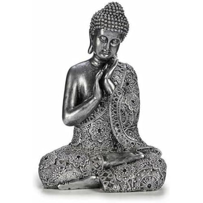 Figurine Décorative - GIFT DECOR - Bouddha Assis - Argenté - 22 X 33 X 18 Cm - 4 Unités