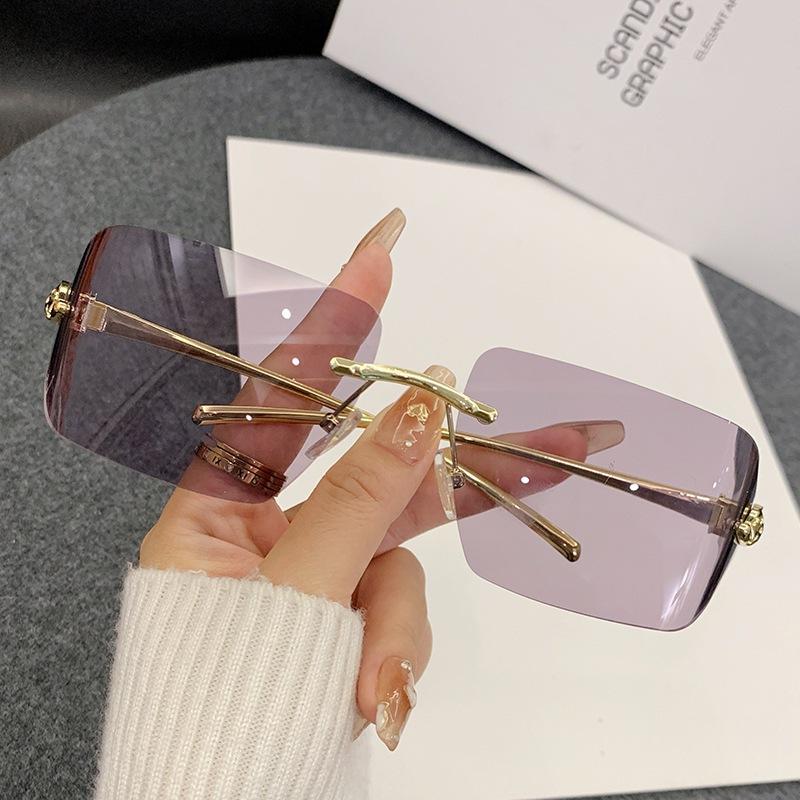 

JYL TS Sunglasses Frameless Metal Curved Small UV Women/90283 B-5374 лаванды фиолетового