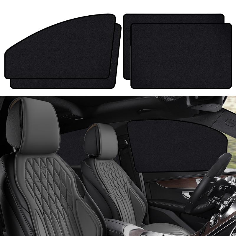 4 Stück Sommer Sonnenschutz Vollschattierung Titangrau Klebeband Magnetischer Autovorhang Magnetischer Undurchsichtiger Auto-Sonnenschutz