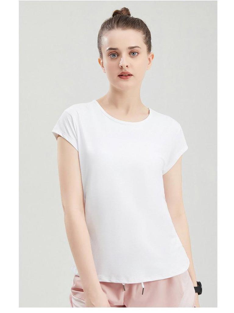 Women's Breathable Summer Sports T-Shirt - Moisture-Wicking, Round Neck, Short Sleeve, Dance & Fitness Style