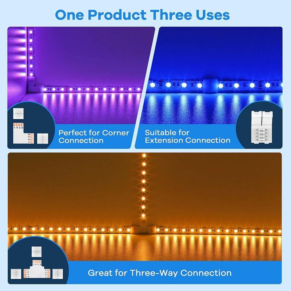 30pcs 3535/2835 LED Strip Connectors 8mm/10mm 4 Pin Connectors L Shape Connectors LED Strip Lights