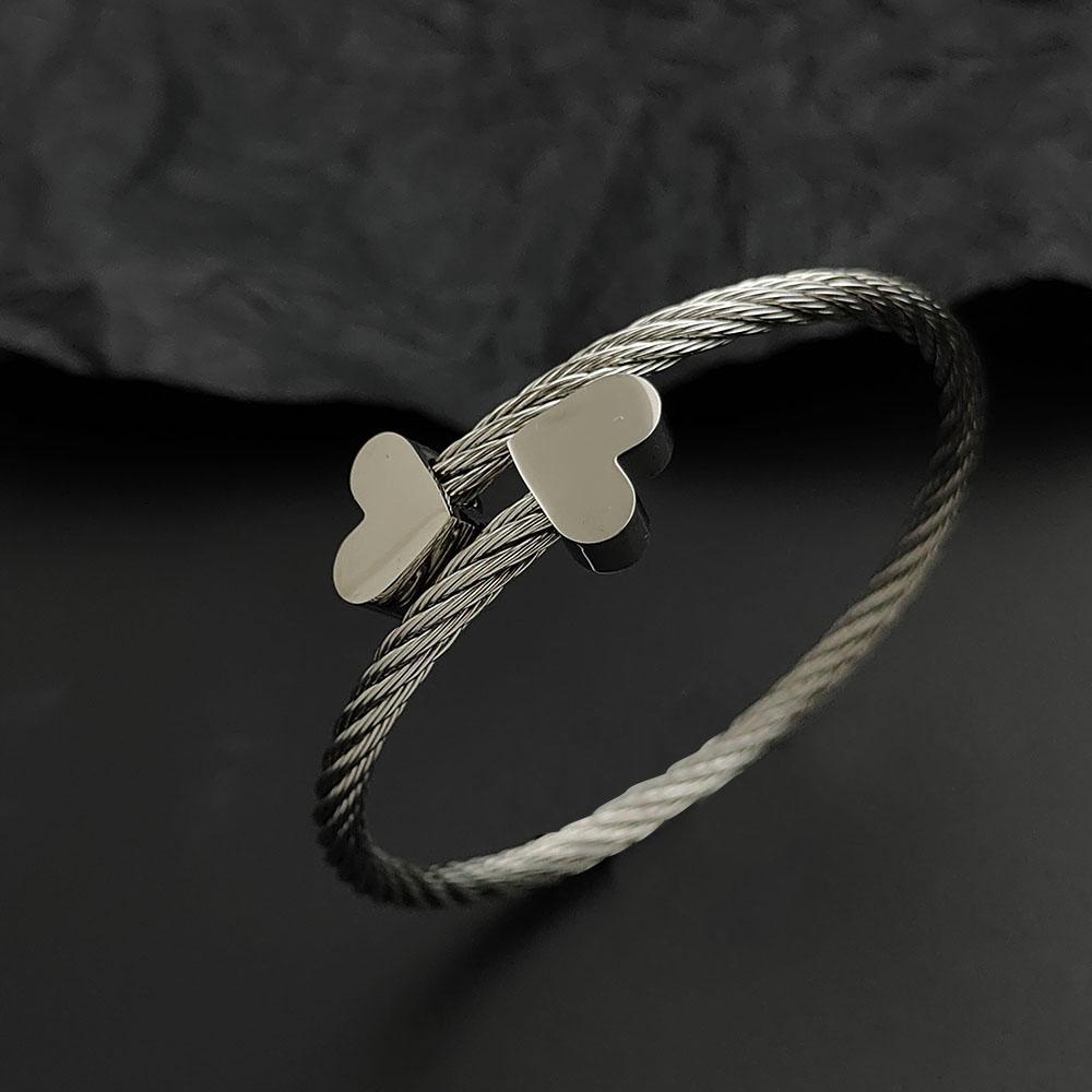Creative Steel Wire Button Pattern Love Gold-plated Stainless Steel Women's Bracelet, Waterproof and Rust-free, Couple Bracelet