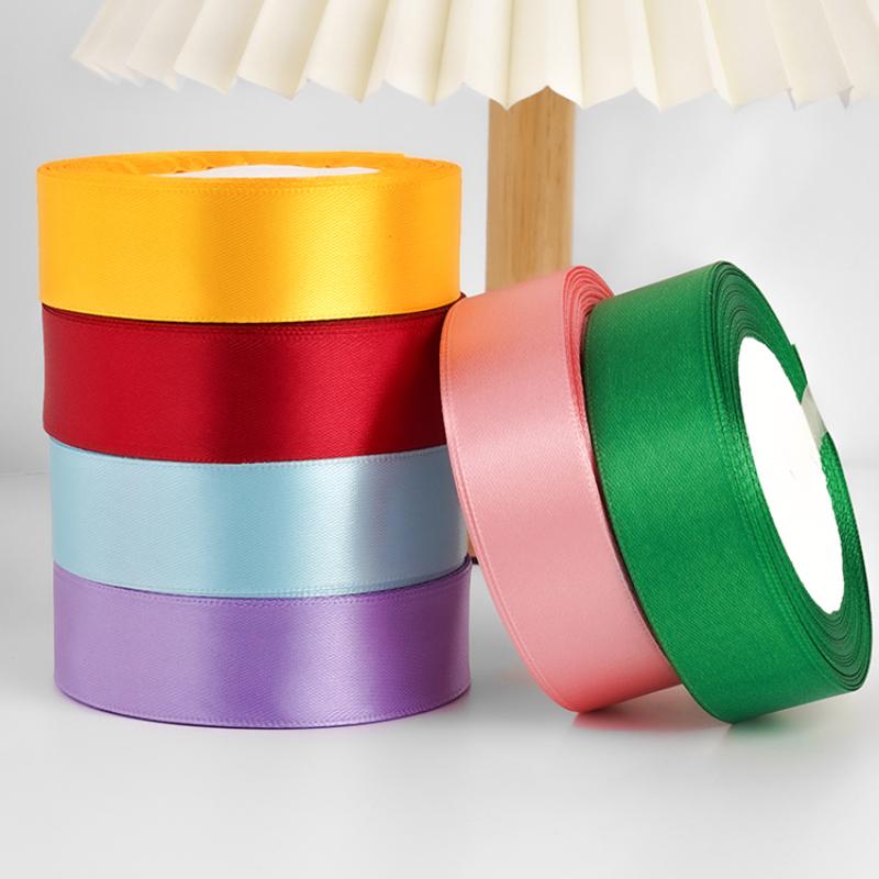 2.5cm Satin Ribbon 22Meters/Roll Christmas Halloween Wedding Birthday Party Gift Box Cake Wrapping DIY Crafts Sewing Ribbons