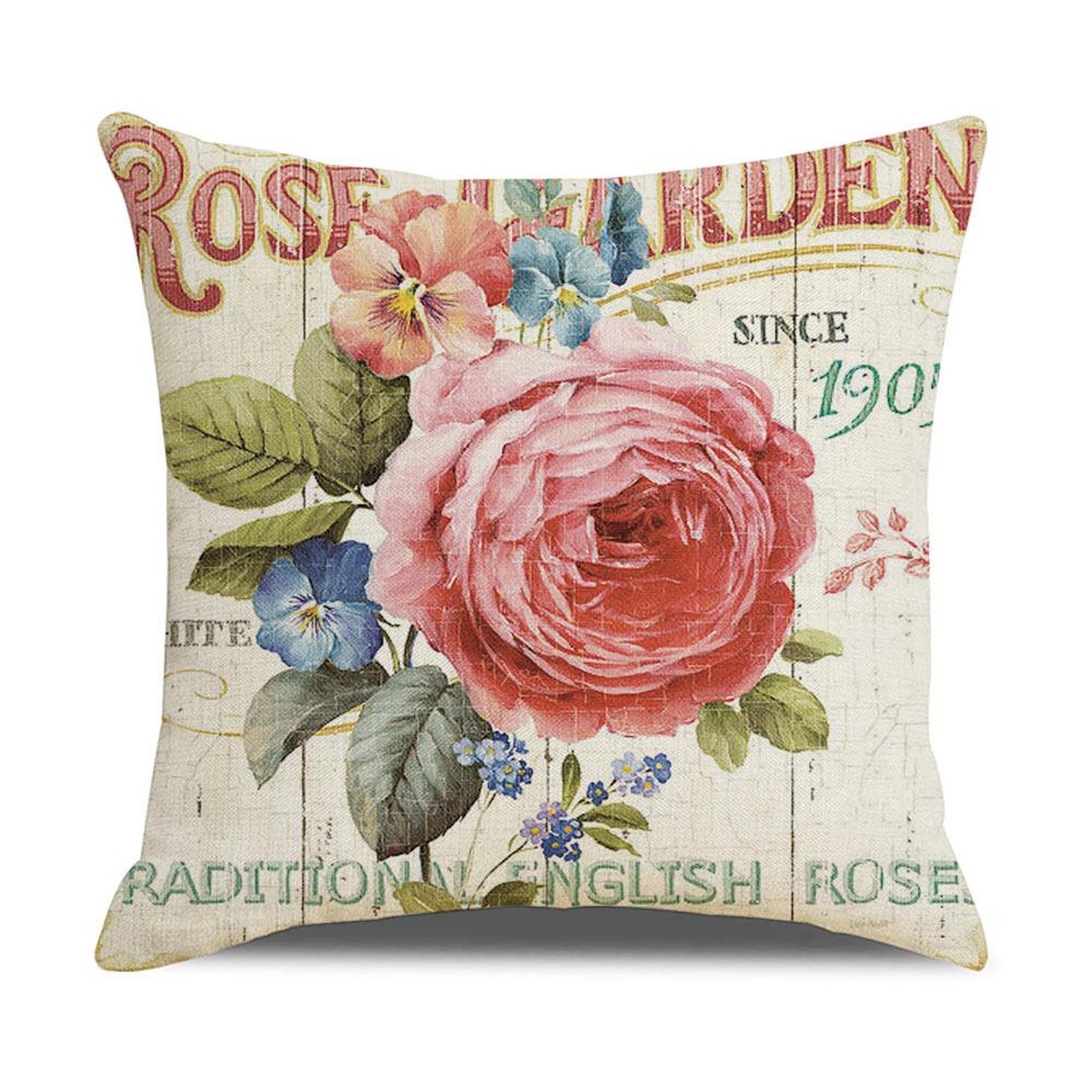 New Vintage Floral Pillow Linen Printed Sofa Home Office Decorative Cushion Cover