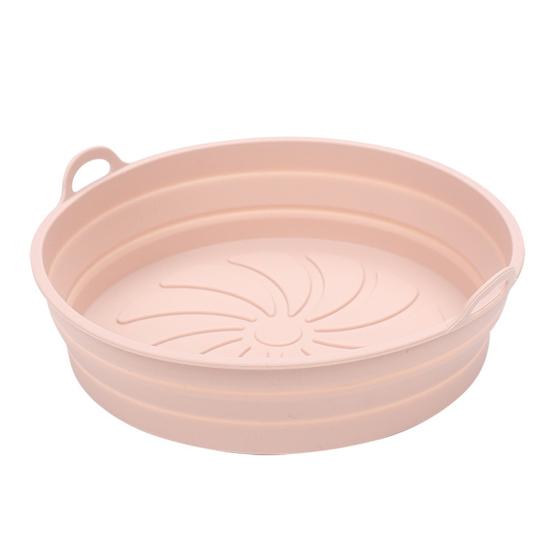 

Складная круглая силиконовая вставка для фритюрницы Yousheng с двойными ручками, антипригарная, пищевая, термостойкая, многоразовая, противень-корзина для выпечки в духовке розовый