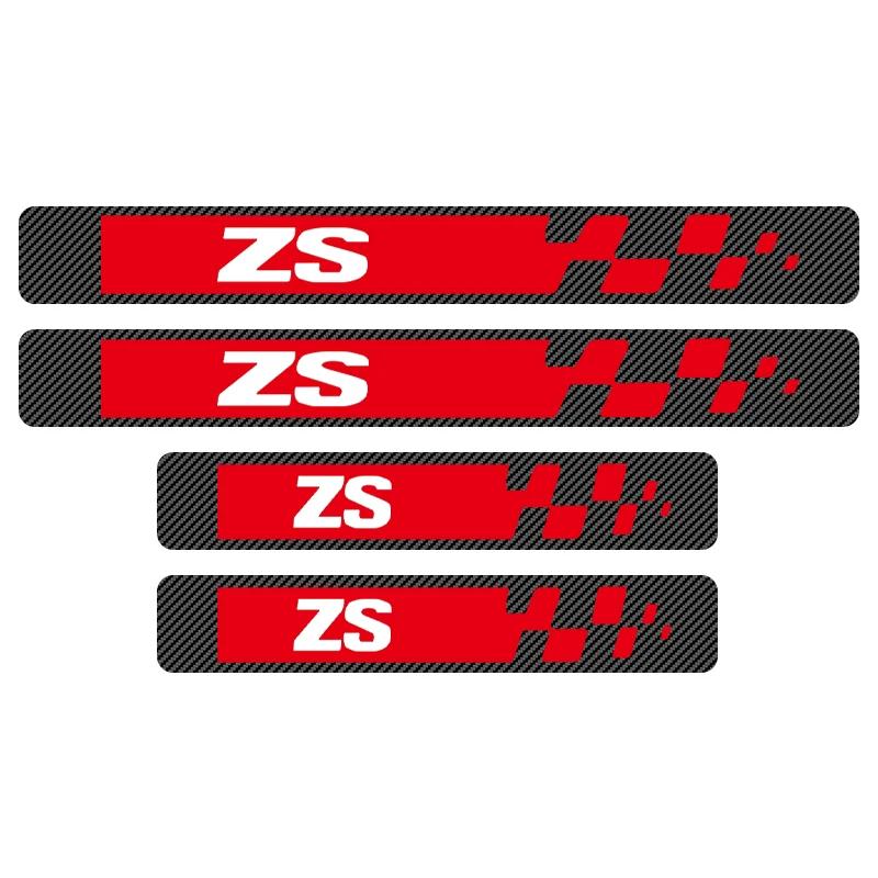 

4pcs Car Door Sill Protector Carbon Fiber Sticker Anti Scratch For ZS car Accessories красный