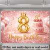 2D Pink Glitter Gold Crown 8th Birthday Photography Background
