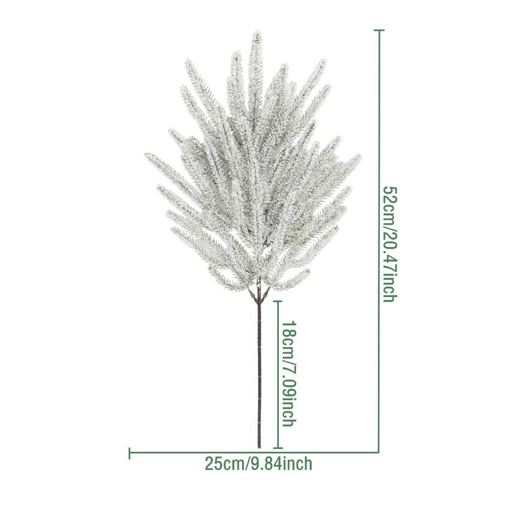 Flocking Snowflake Artificial Pine Branches White Plastic Simulation Ceder Branches DIY Wreath Photo Props Christmas Pine Stem