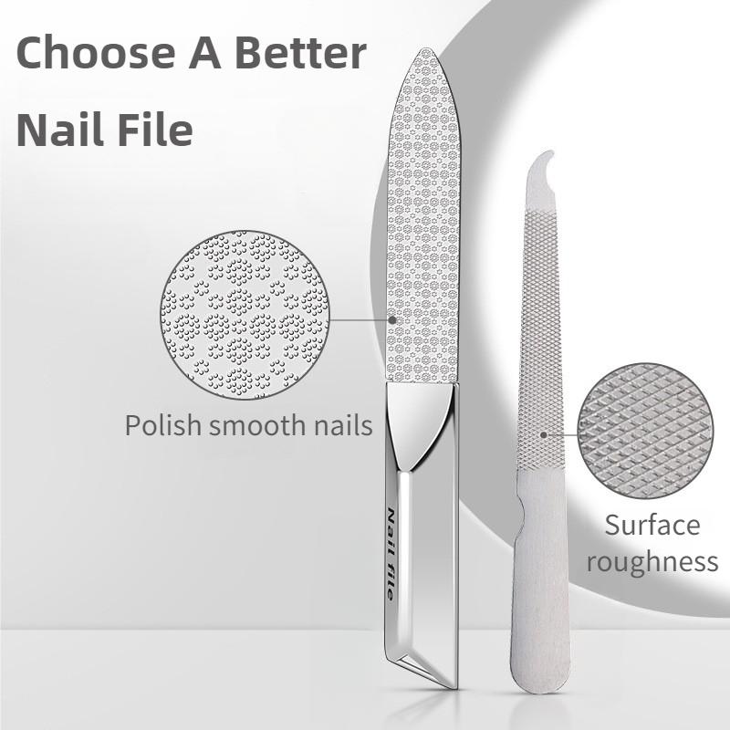 Doppelseitige Edelstahl-Nagelfeile Styling-Zubehör Nagellackentferner Für Buffer Maniküre-Werkzeuge Für Zuhause Und Reisen