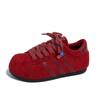 European Matte Red Big Head Lace-up Bread Shoes Casual Board Shoes Thin German Training Shoes Flat Shoes Sports Shoes Women's Shoes