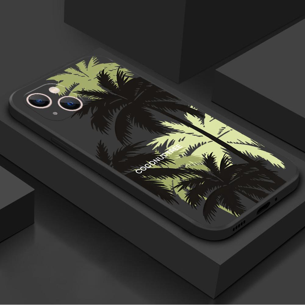 Hot-selling iphone12 coconut tree 15 silicone soft shell apple 17/16promax anti-drop protective cover 11p