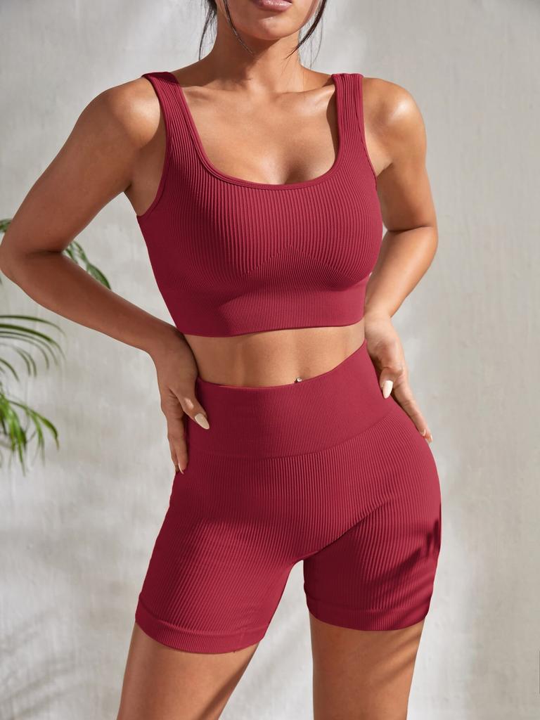Bezešvá souprava na jógu Gymnastika s šortkami Crop Top Sexy podprsenka Dámské kalhoty 2dílná sada Běžecké oblečení na cvičení Fitness oblečení