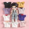 New OB11 bjd Doll Clothes Stripe Shorts Sleeve T-shirt for 1/8 1/12bjd, obitsu11,ob11,molly Doll Accessories Clothing