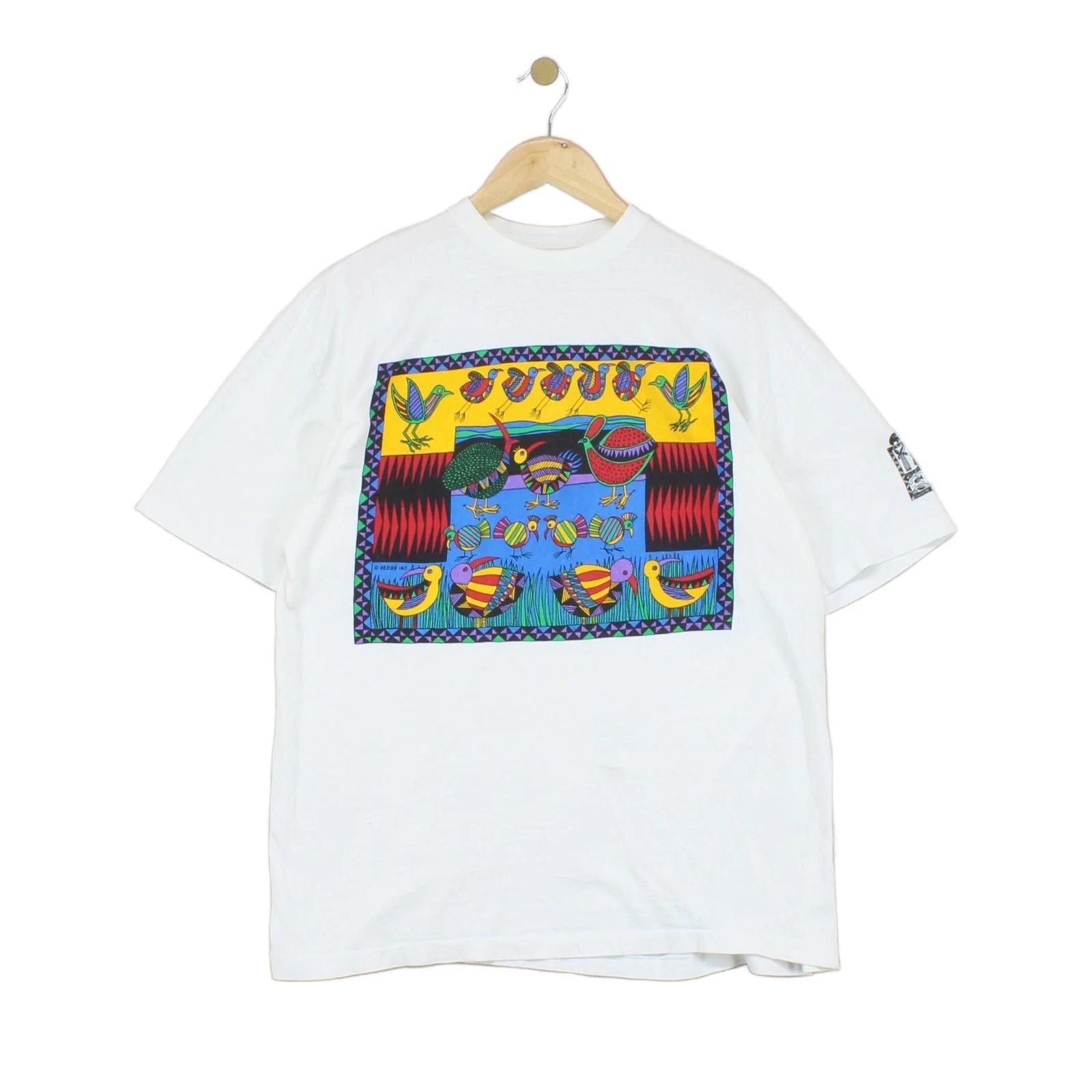 

Vintage Single Stitch T-Shirt Mens Size L White Graphic Short Sleeve M