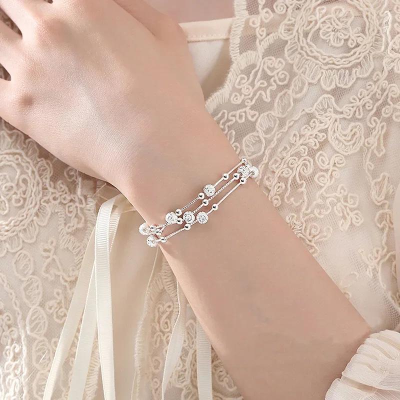925 Silver Lucky Bead Bracelets Woman Vintage Luxury Original Multi-layer Ball Bracelet Designer Party Jewelry Gifts