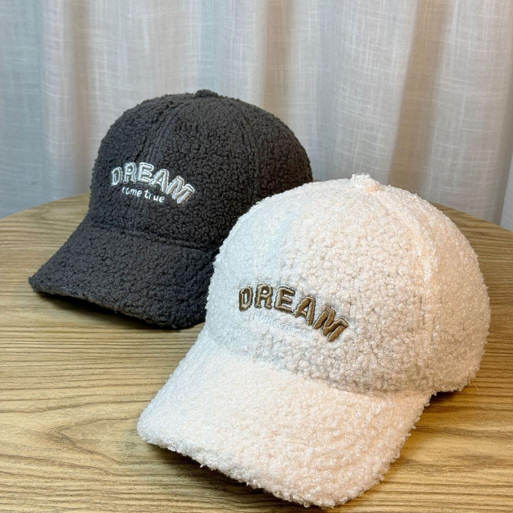 Autumn and Winter New Style Lamb Wool Embroidered Letter Baseball Hat for Women Outdoor Cold Proof and Warm Fashion Versatile Peaked Cap