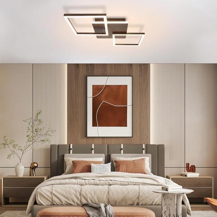 Plafonnier LED - NETTLIFE - Salon 32W - Noir - Métal - Télécommande