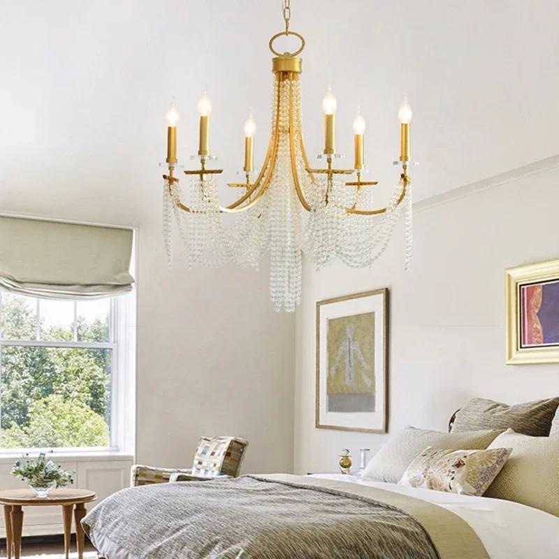 American luxury candle pendant light romantic crystal pendant light villa restaurant bedroom home decoration lamps and lanterns