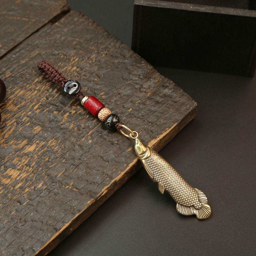 Fish Key Pendant Metal Car Key Pendant Minimalist Retro Charm Brass Fish Charms  Woman
