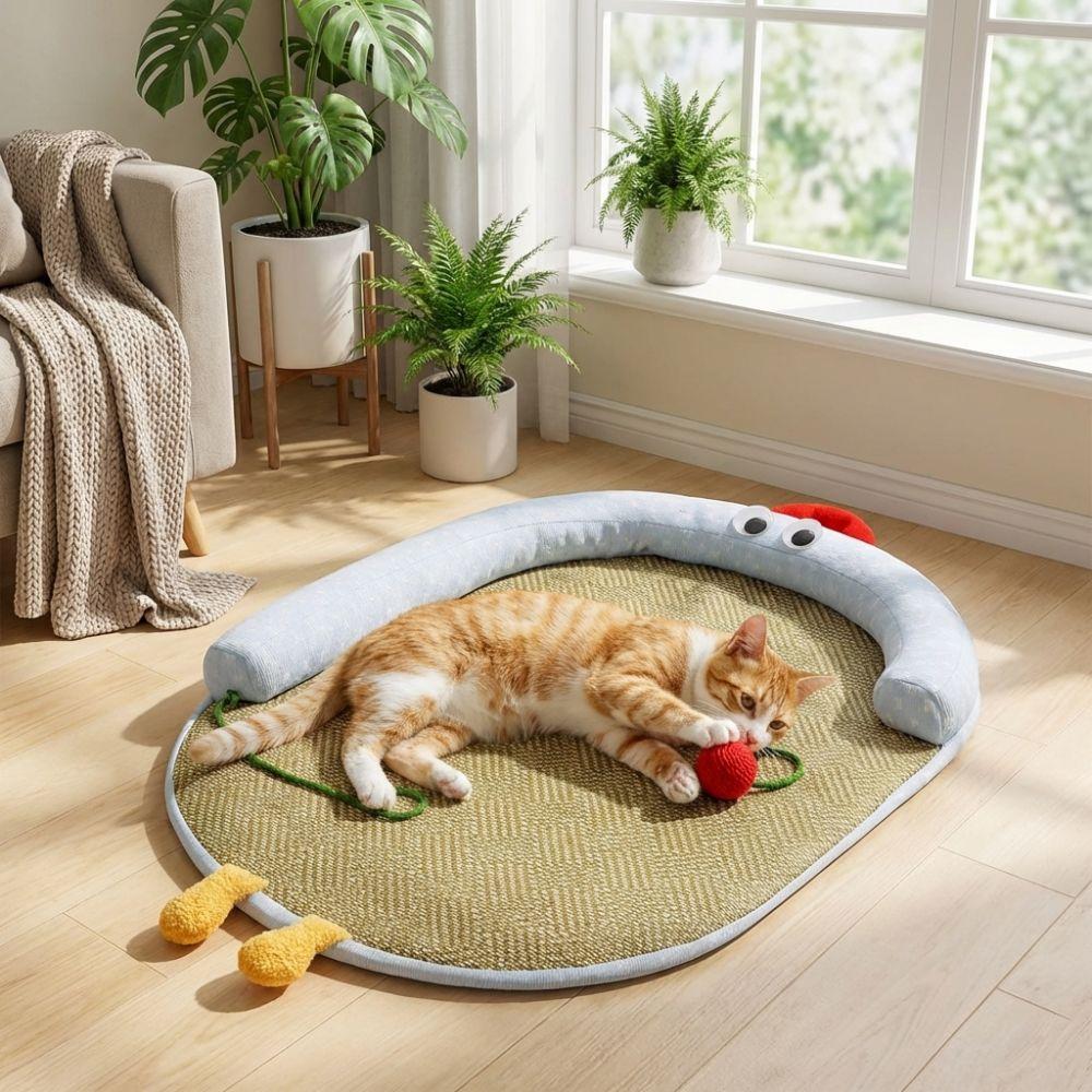 Neck Support Pet Cooling Mat Anti-slip Puppy Kennel Cartoon Pet Nest Mat Household