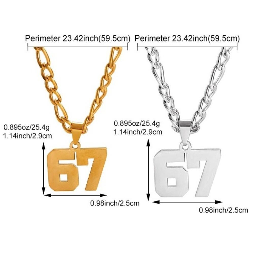 Letter Pendant Punk Tag Necklace Tag Pendant Neck Chain Fashion 67 Necklace for Men Women