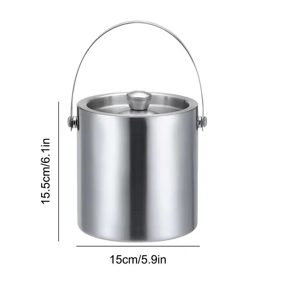 

Stainless Steel Ice Bucket Double Walled Beverage Tub Comfortable Carry Handle for Champagne Cocktail Parties Chilling Beer