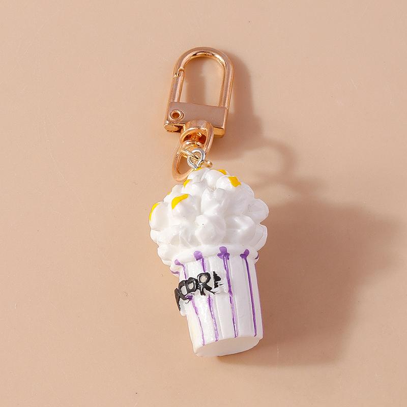 Cute Resin Ice Cream Keychain Simulated Food Key Ring Pendant for Women Girls Handbag Decor DIY Handmade Jewelry Gift