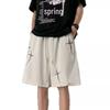 Men's Summer American-Style Embroidered Ice Silk Casual Shorts — Trendy and Cool Mid-Length Design