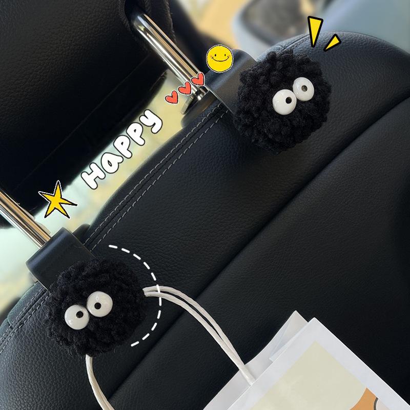 

2pcs Cute Coal Ball Car Seat Back Hook Car Multi functional Rear Storage Rack