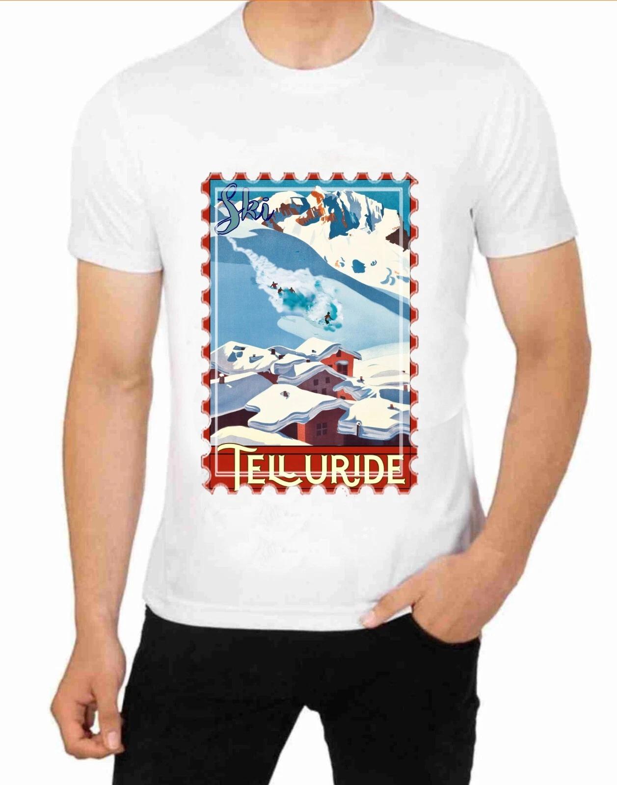 Ski Challenge Telluride T-Shirt Art Vintage Travel Poster Art Skiing Resort 2XL
