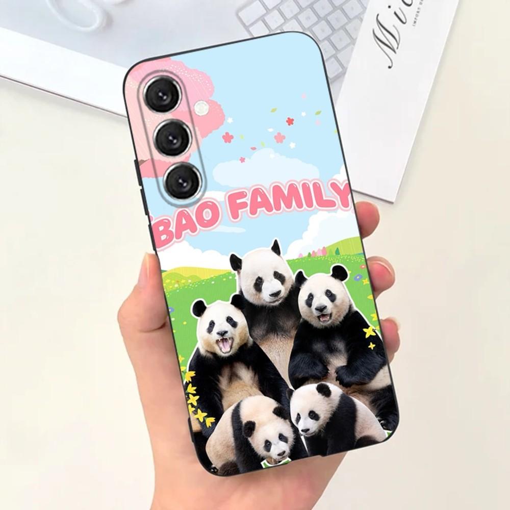 Cute F-Fubao Animal Panda Phone Case For Samsung S25,S24,S21,S22,S23,S30,Ultra,S20,Plus,Fe,Lite,Note,10,9,5G Black Cover