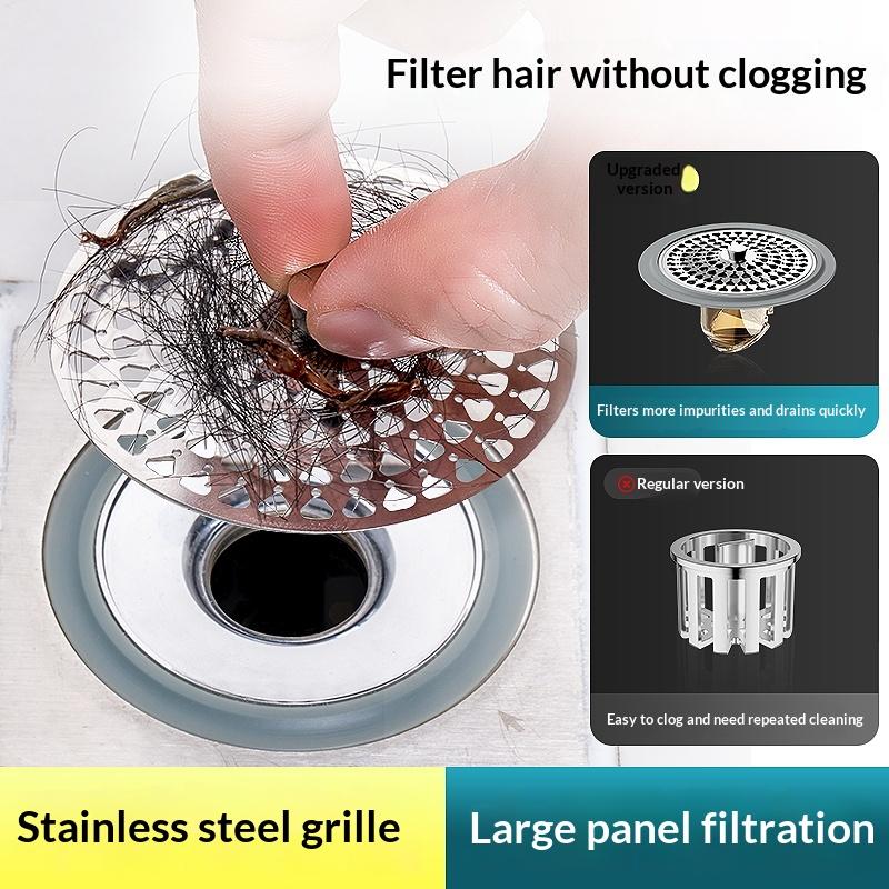 Stainless Steel Floor Drain Filter Anti-Clog Anti-Odor Insect Proof Drain Cover for Kitchen Bathroom Outdoor Patio