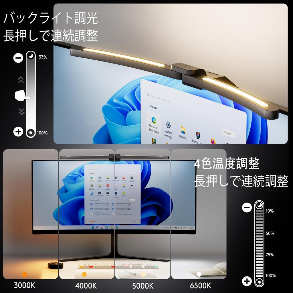 Quntis Monitor Light, 1000R Curved, Dual Adjustable Light Bar with Backlighting, Remote Control, High Color Rendering Ratio (Ra98), Asymmetrical