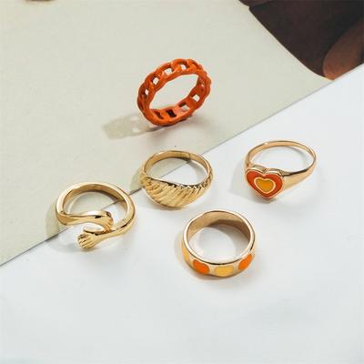 Bohemian Y2K Cute Heart Hug Rings Set for Women New Trendy Colorful Love Finger Rings 2023 Boho Fashion  Jewelry