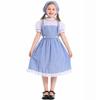 Girls Blue Plaid Dress with Headscarf Halloween Cosplay Kids Stage Drama Performance Costume