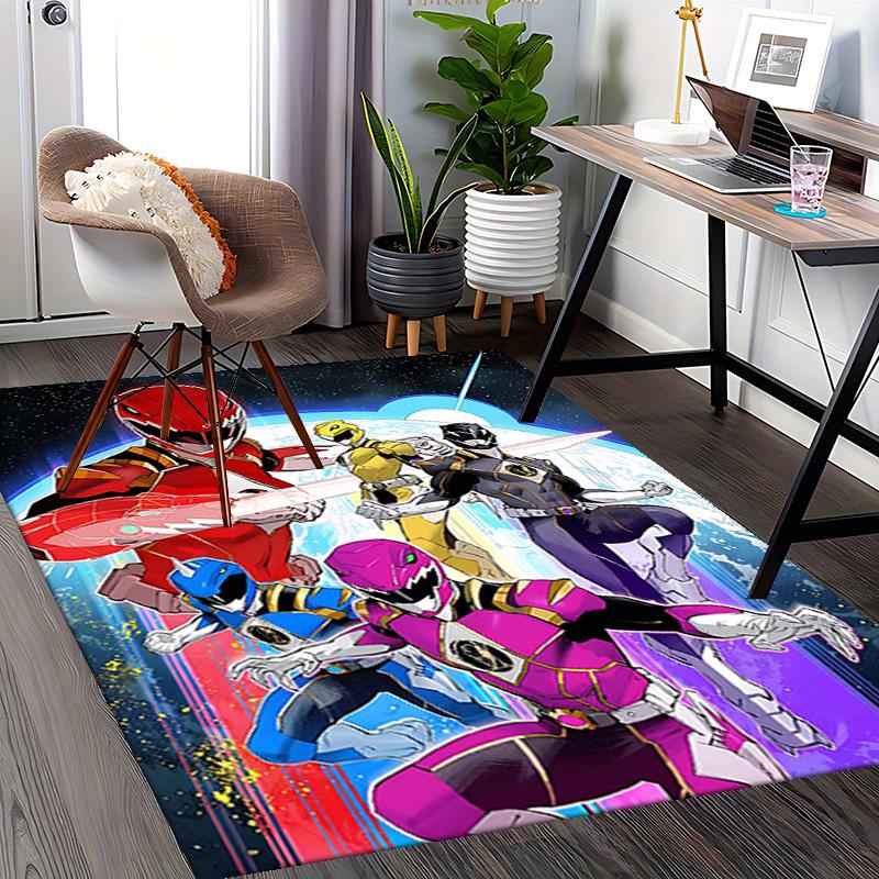 1pc Power Rangers Anime Cartoon Design Office Chair Mat Non-Slip Carpet for Home Decor, Living Room, Bedroom, Game Room - Perfect Gift for Fans!Y052