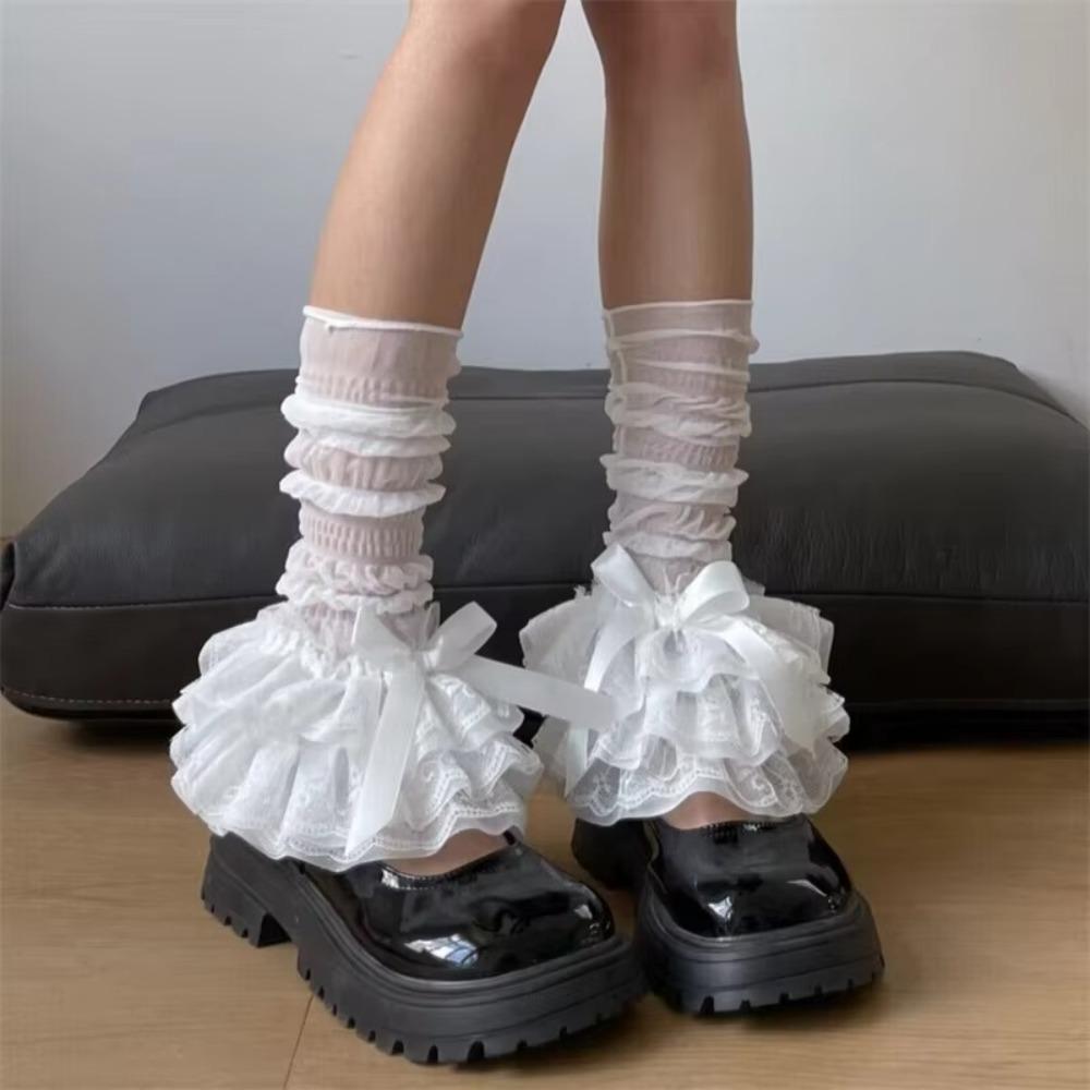 Elastic Leg Warmers Lace Aesthetic Long Socks Cute Lolita Lace Stocking  Women