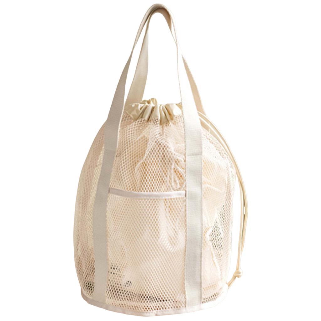 Foldable Drawstring Mesh Storage Bag For Swimming Travel Toiletries Organizer Portable Wash Pouch Home Organization